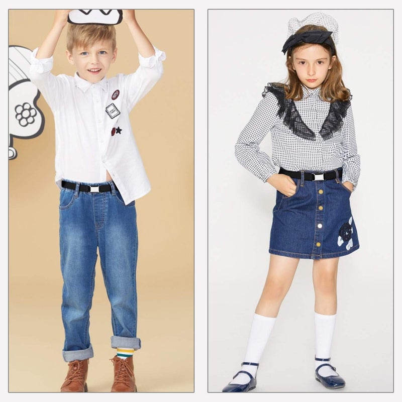 Jas. Good Kids Toddler Belt Elastic Stretch Adjustable Belt for Boys and Girls with Silver Square Buckle 2 Pack - Image 3